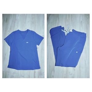 FIGS S/M Women's Denim Scrub Set - SMALL Catarina Top / MEDIUM Yola Bottom